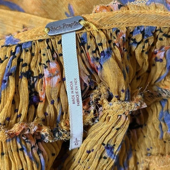 Free People Tunic Dress Keeping Up with Kara Orange Floral SHEER Boho Festival L - Picture 10 of 12